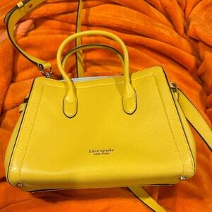 kate spade Knot Yellow Pebbled Leather Satchel with Removable Strap like NEW